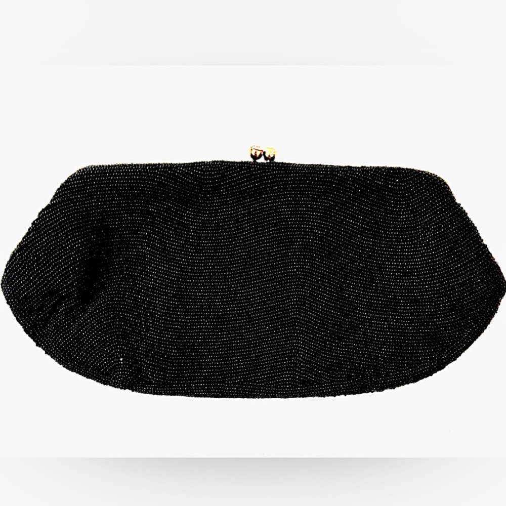 Vintage 1950’s Richere Black Beaded Clutch with a kiss lock